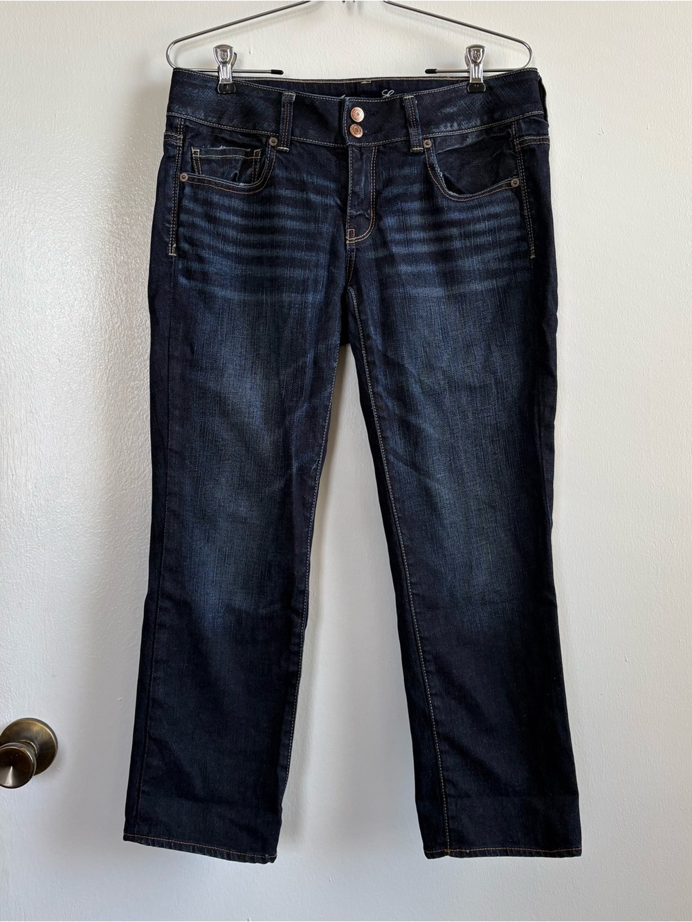 American Eagle Outfitters Women’s Artist Cropped Dark Wash Stretch Denim Jeans 8